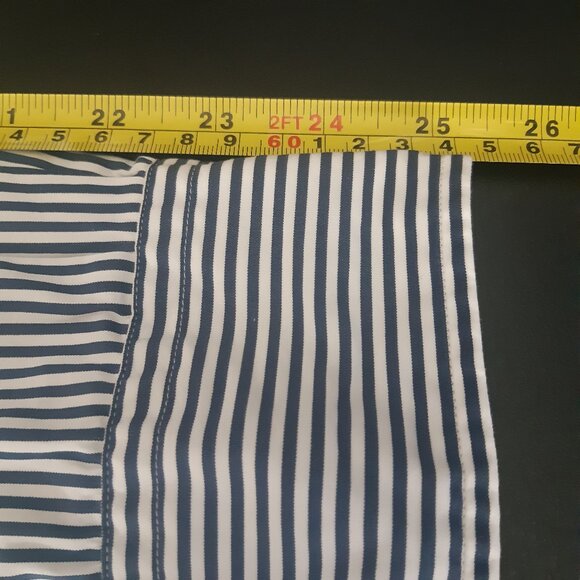 Faconnable Classique SZ L Navy & White Bengal Striped Men's Button Up Shirt - Picture 14 of 15
